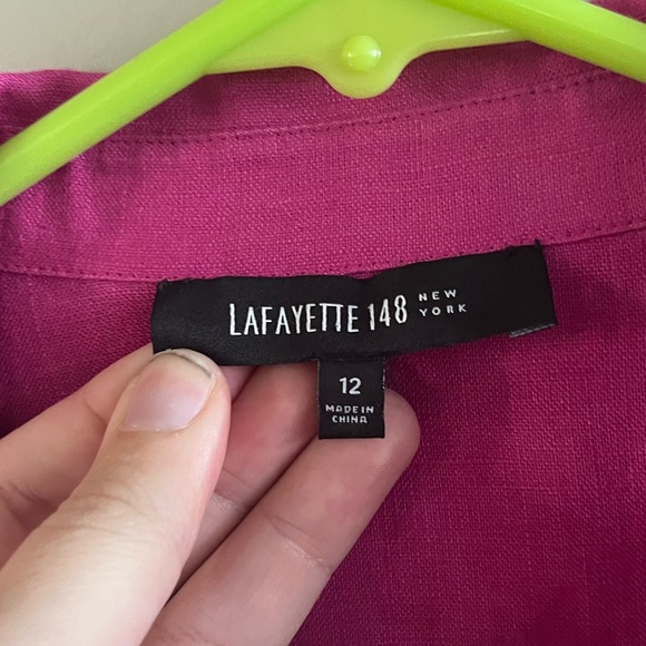 Lafayette 148 100% Linen Button Up Shirt Pink‎ Size 12 åç - Picture 4 of 6